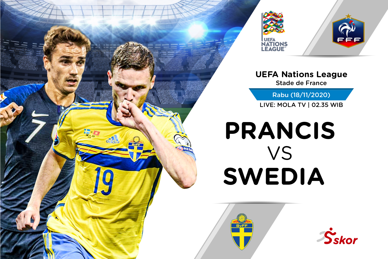 Link Live Streaming Prancis vs Swedia di UEFA Nations League