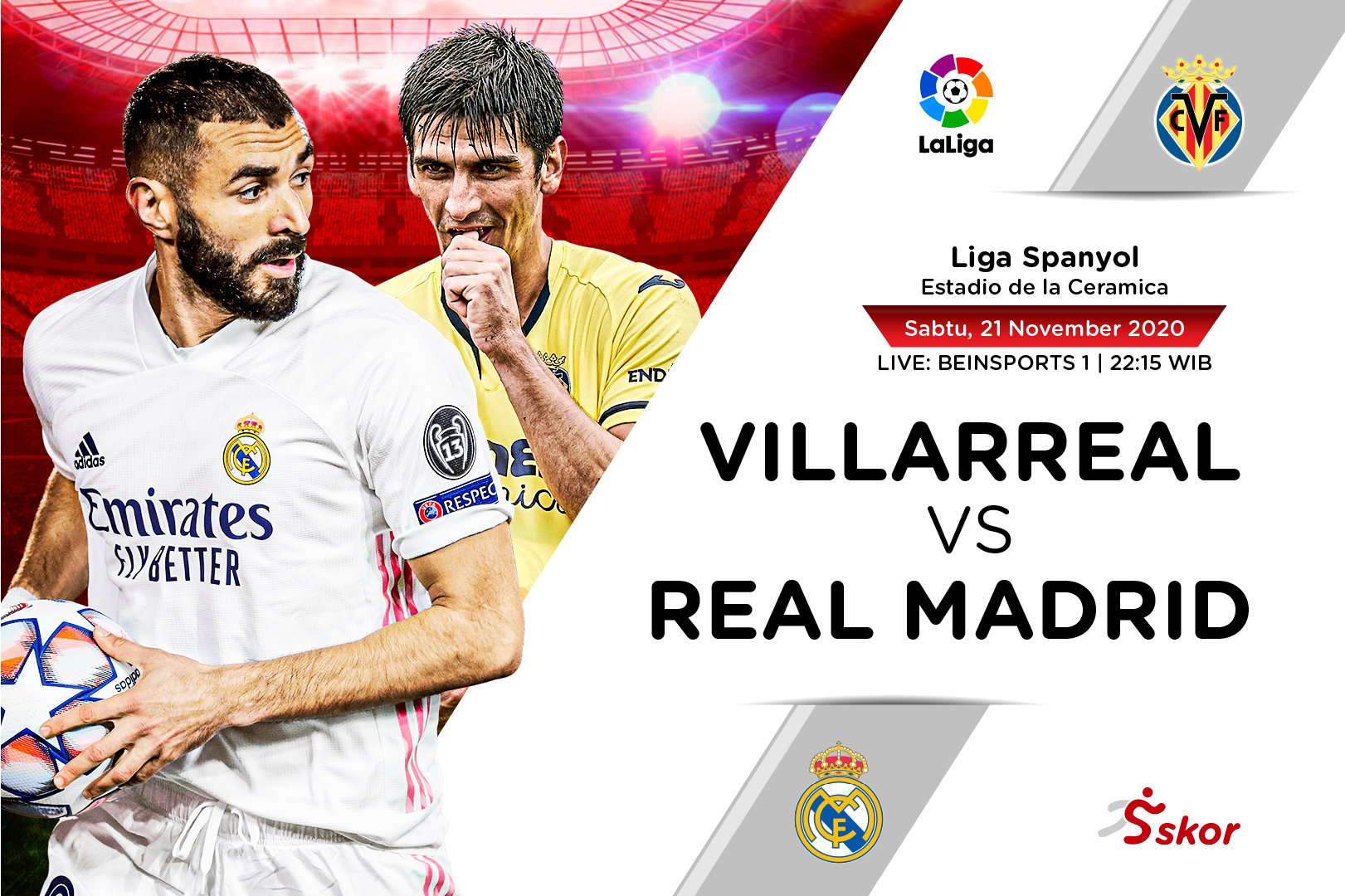 Link live streaming Liga Spanyol: Villarreal vs Real Madrid