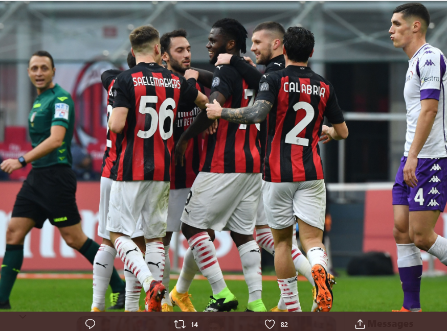 Hasil Liga Italia: Amankan Puncak Klasemen, AC Milan Unggul 5 Poin