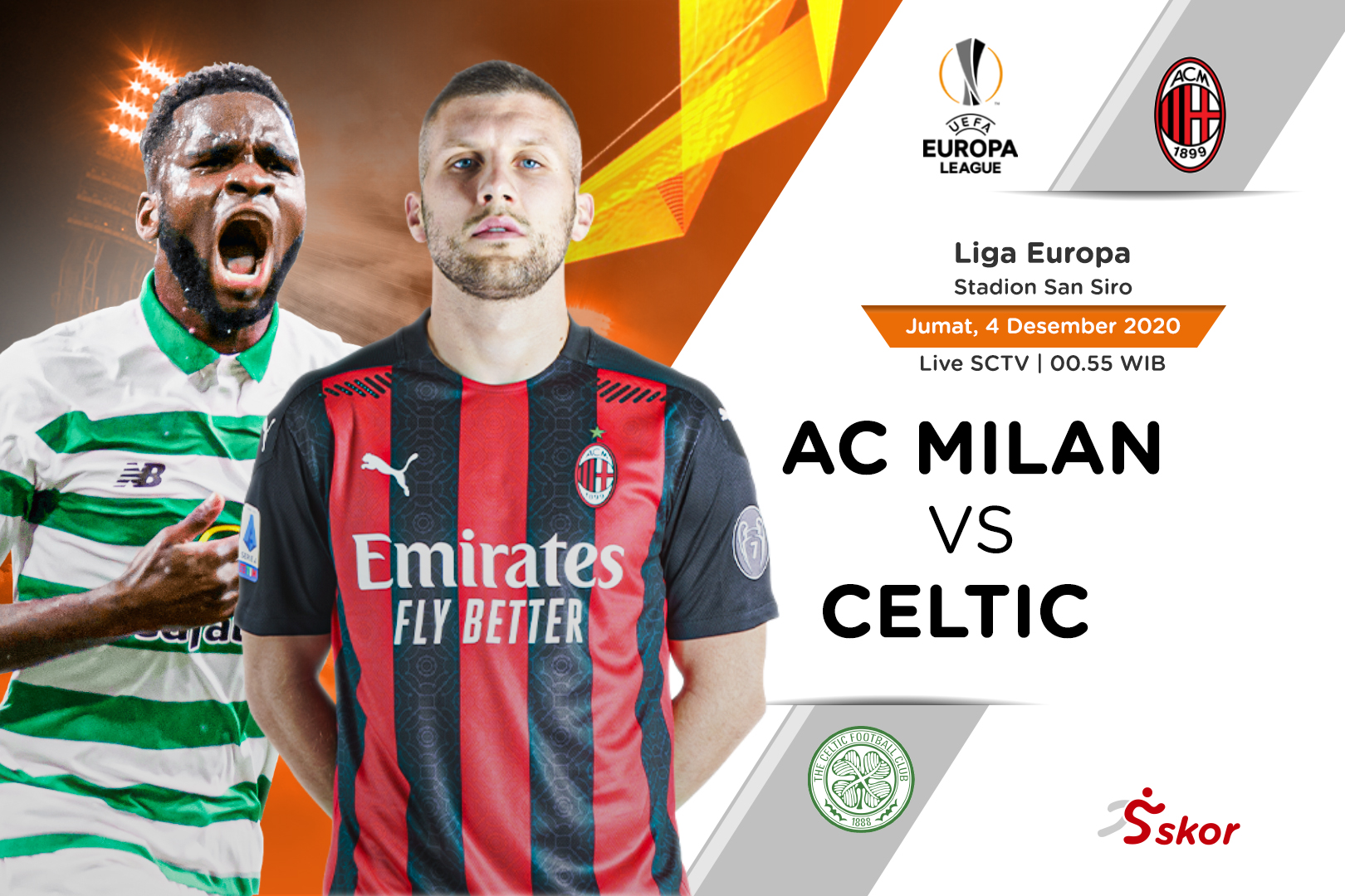 Link Live Streaming Liga Europa: AC Milan vs Celtic