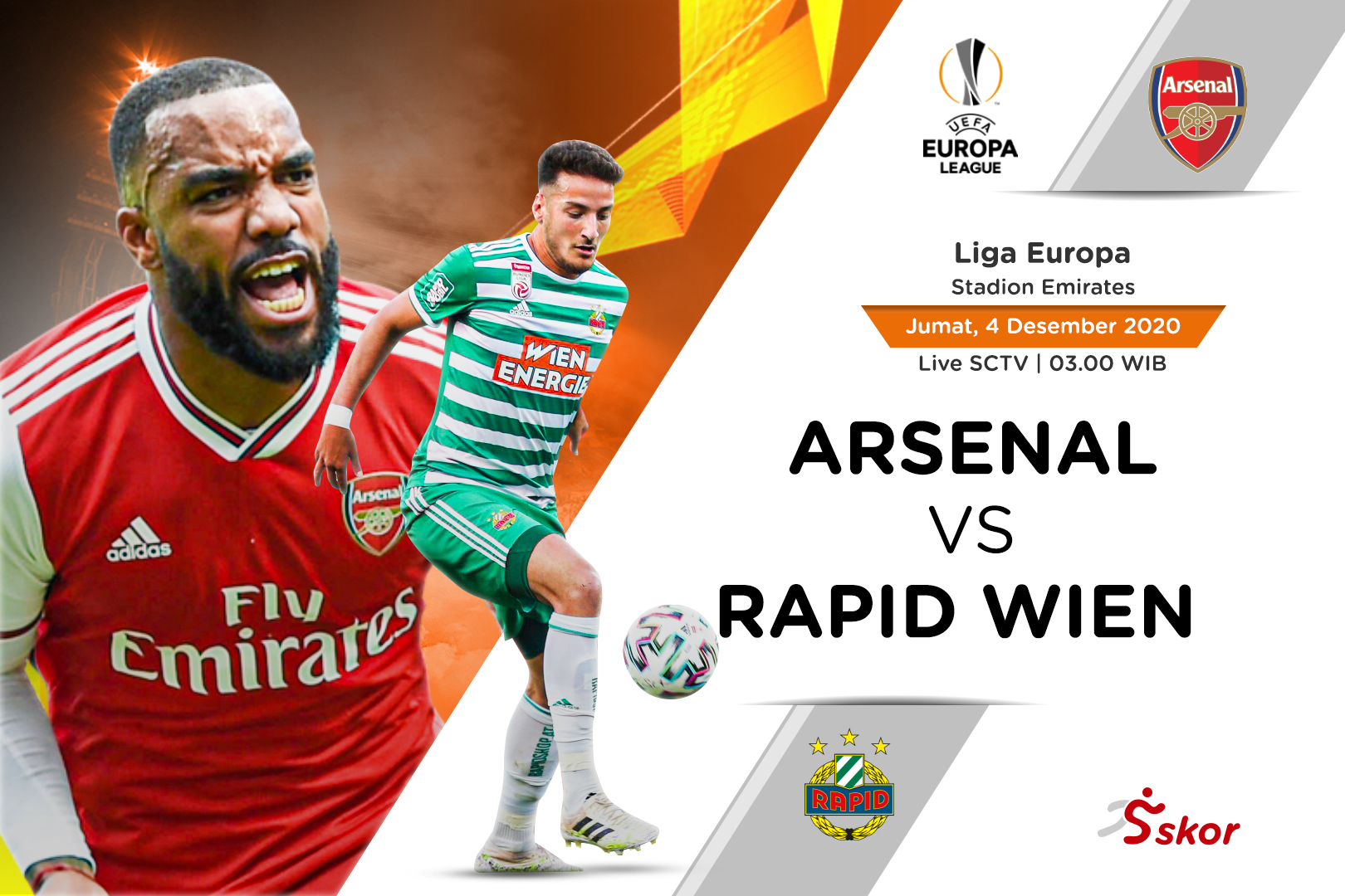 Susunan Pemain Liga Europa: Arsenal vs Rapid Vienna