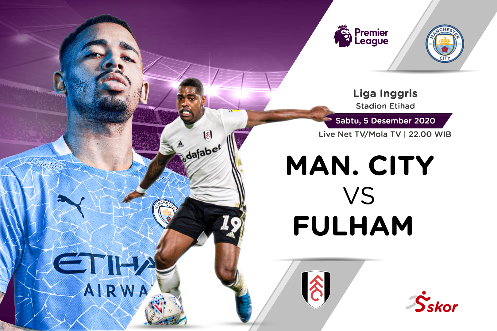 Link Live Streaming Manchester City vs Fulham di Liga Inggris