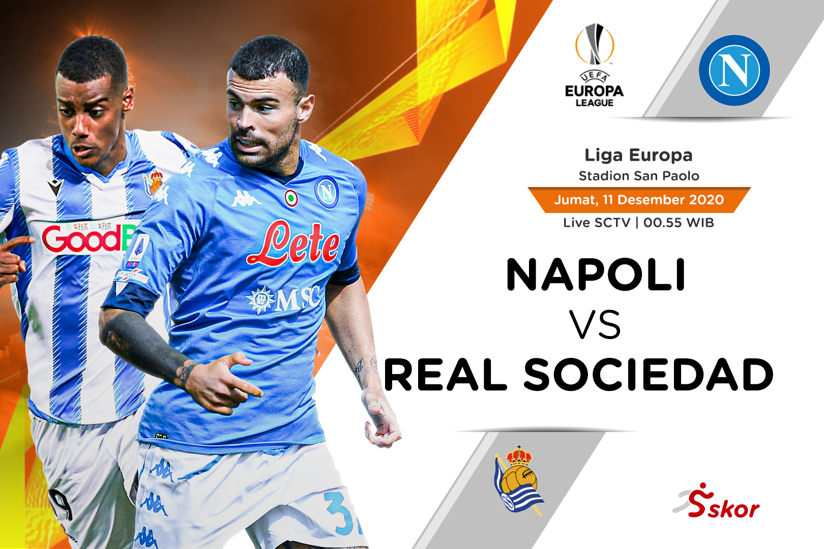 Link Live Streaming Liga Europa: Napoli vs Real Sociedad