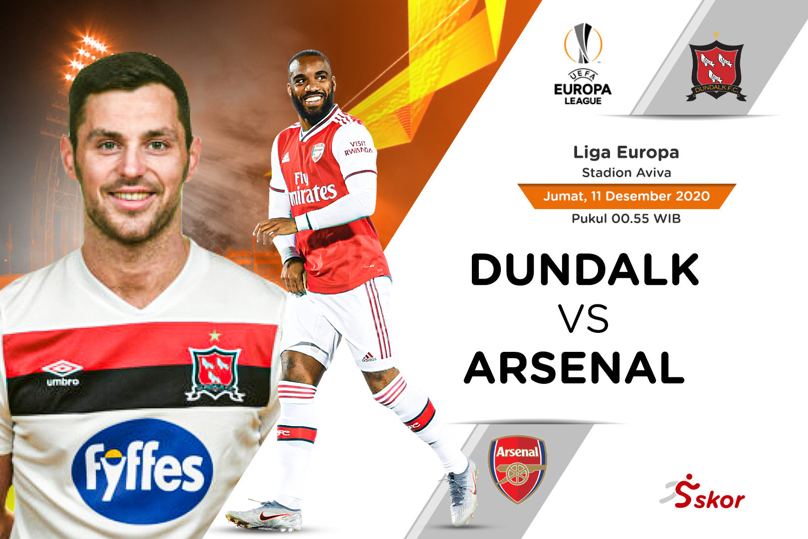Link Live Streaming Liga Europa: Dundalk vs Arsenal
