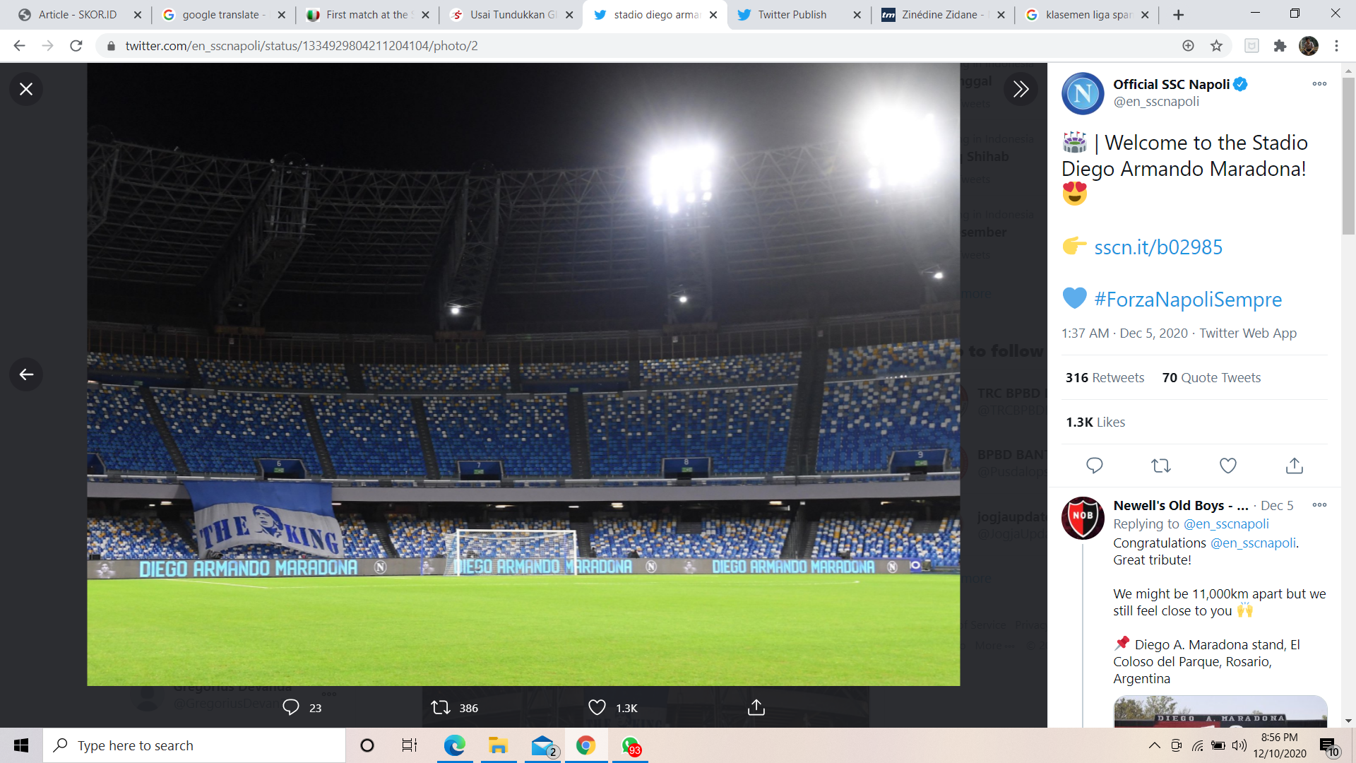 Napoli vs Real Sociedad, Laga Pertama di Stadion Diego Armando Maradona