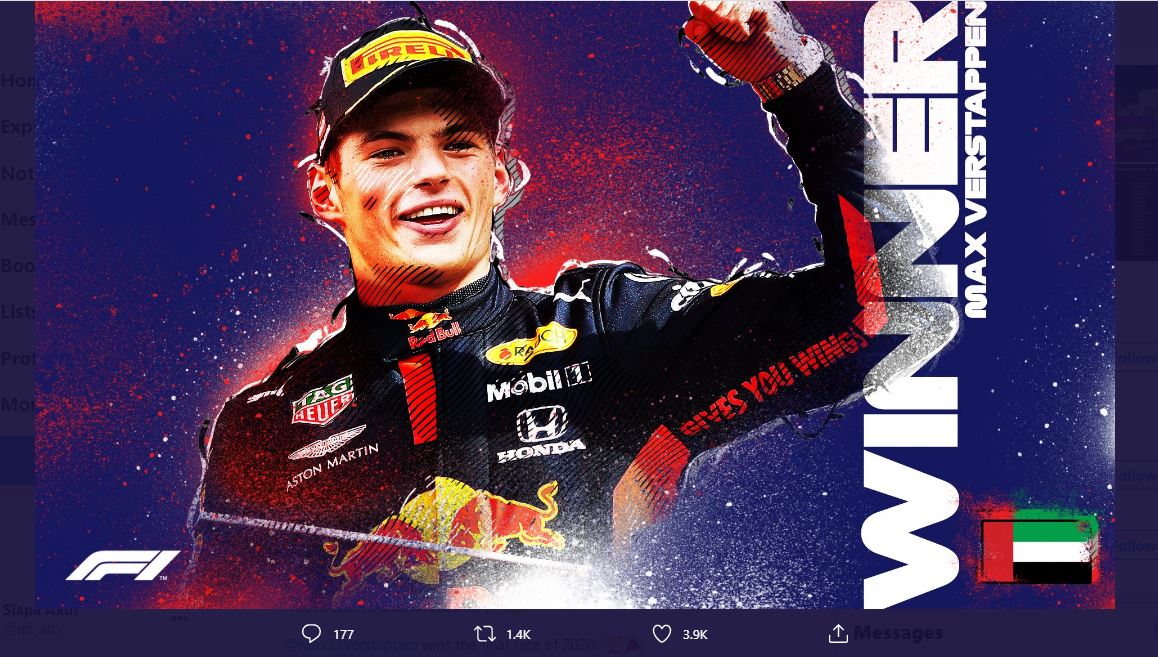 Hasil F1 GP Abu Dhabi 2020: Max Verstappen Podium Utama, Red Bull dan Mercedes Kuasai Lini Terdepan