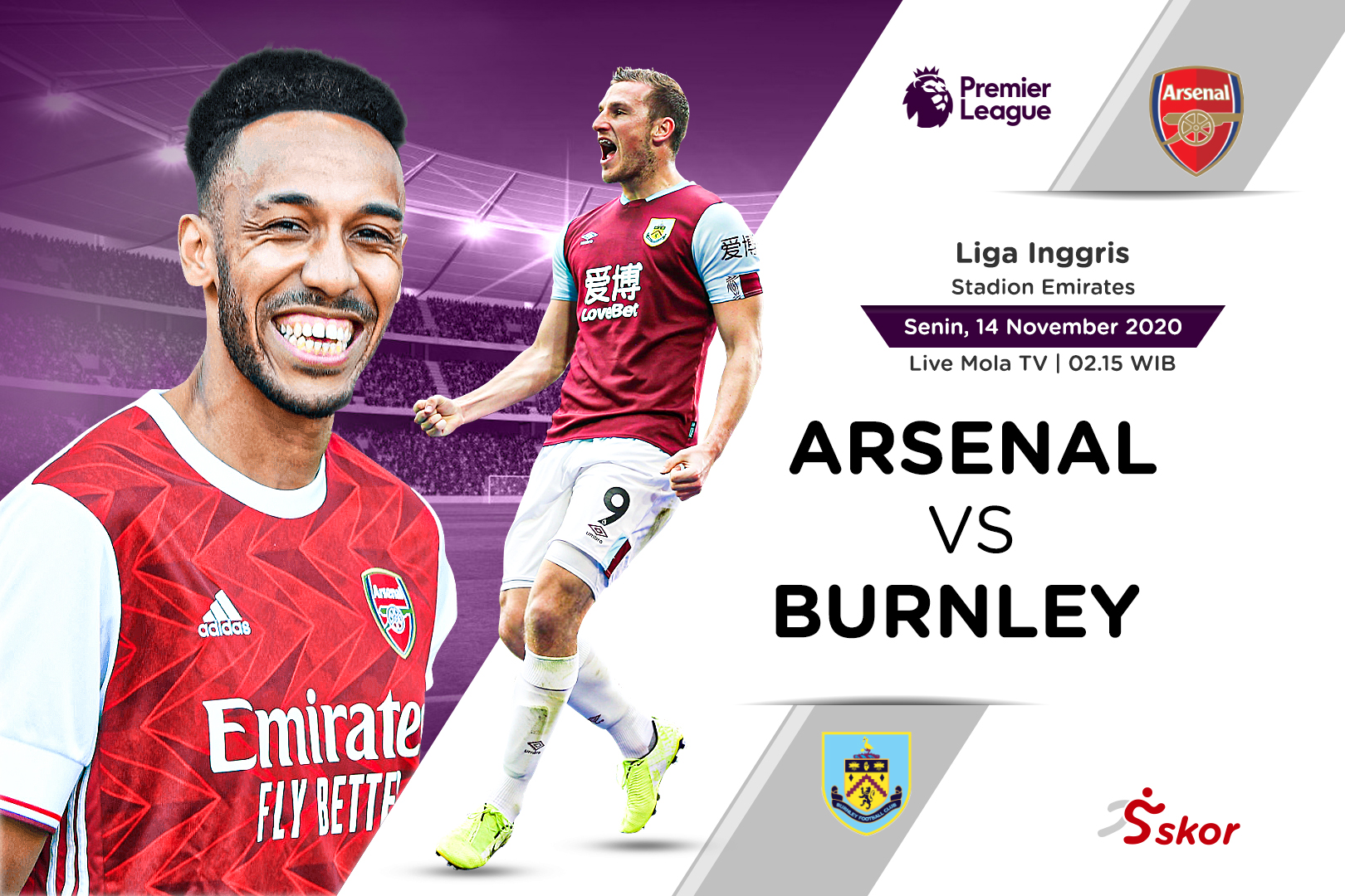 Link Live Streaming Arsenal vs Burnley di Liga Inggris