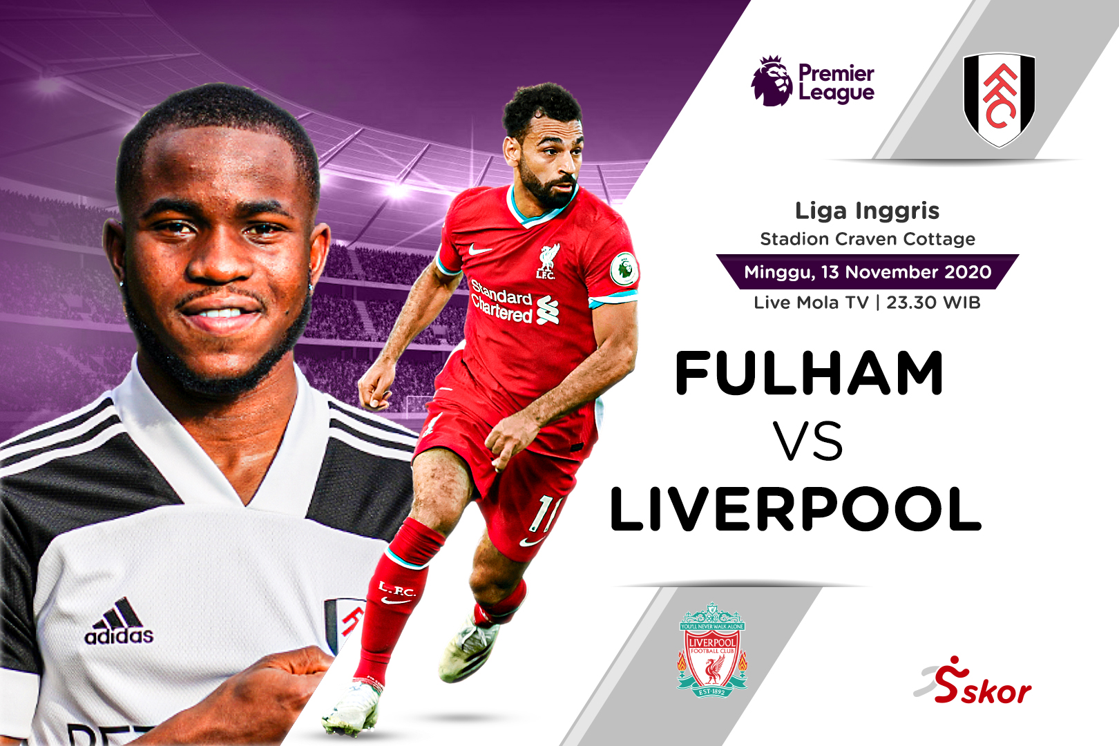 Link Live Streaming Fulham vs Liverpool di Liga Inggris
