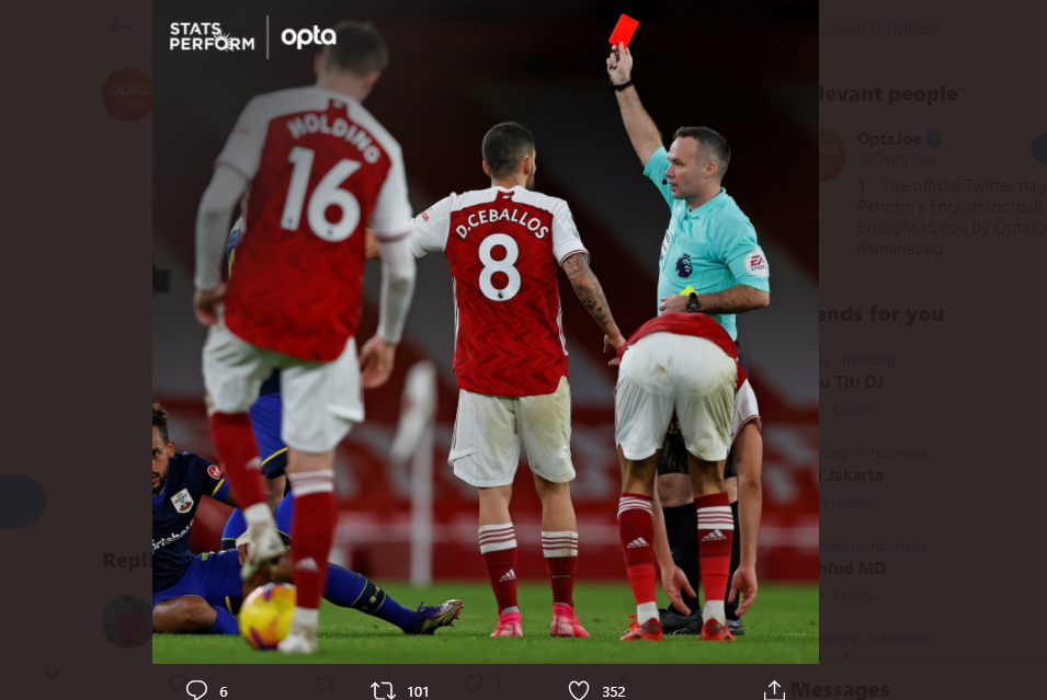 Sejak Ditangani Mikel Arteta, Arsenal Jadi Kolektor Kartu Merah