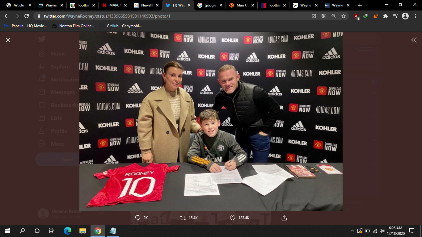 Putra Pertama Wayne Rooney Bergabung ke Manchester United