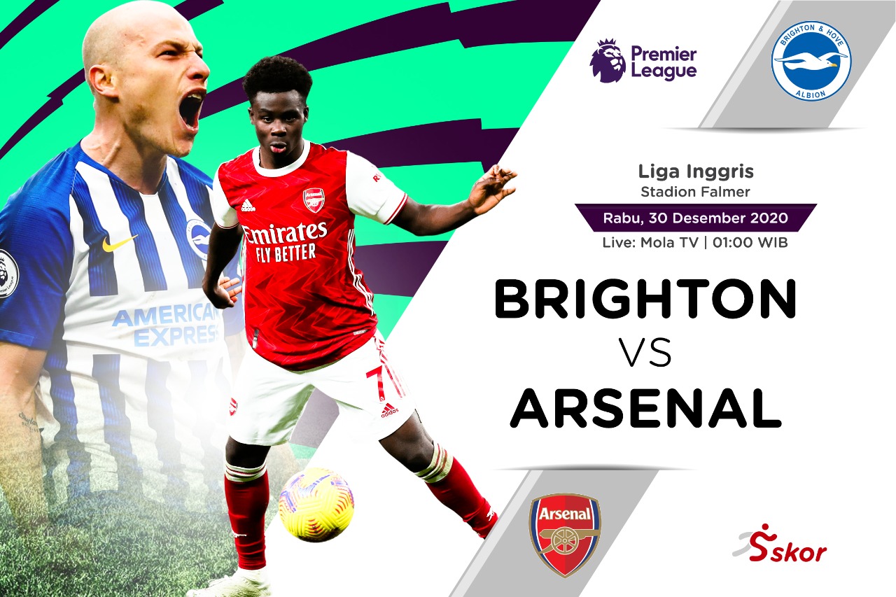 Link Live Streaming Brighton & Hove Albion vs Arsenal di Liga Inggris