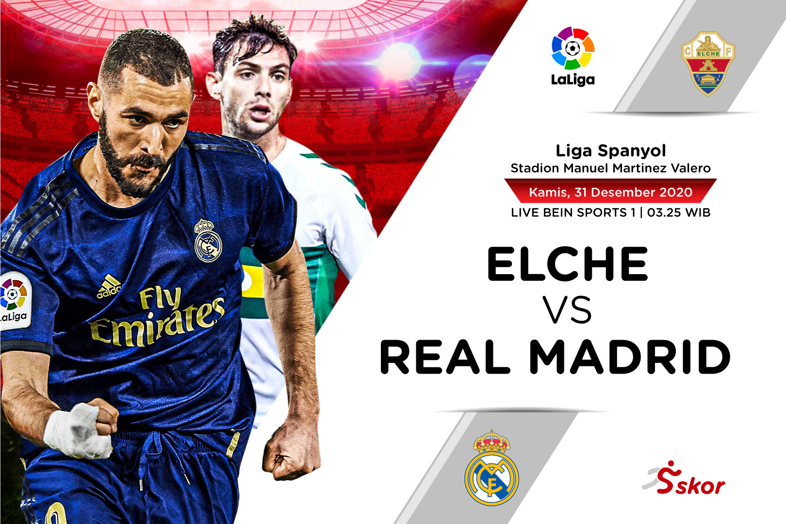 Link Live Streaming Elche vs Real Madrid di Liga Spanyol