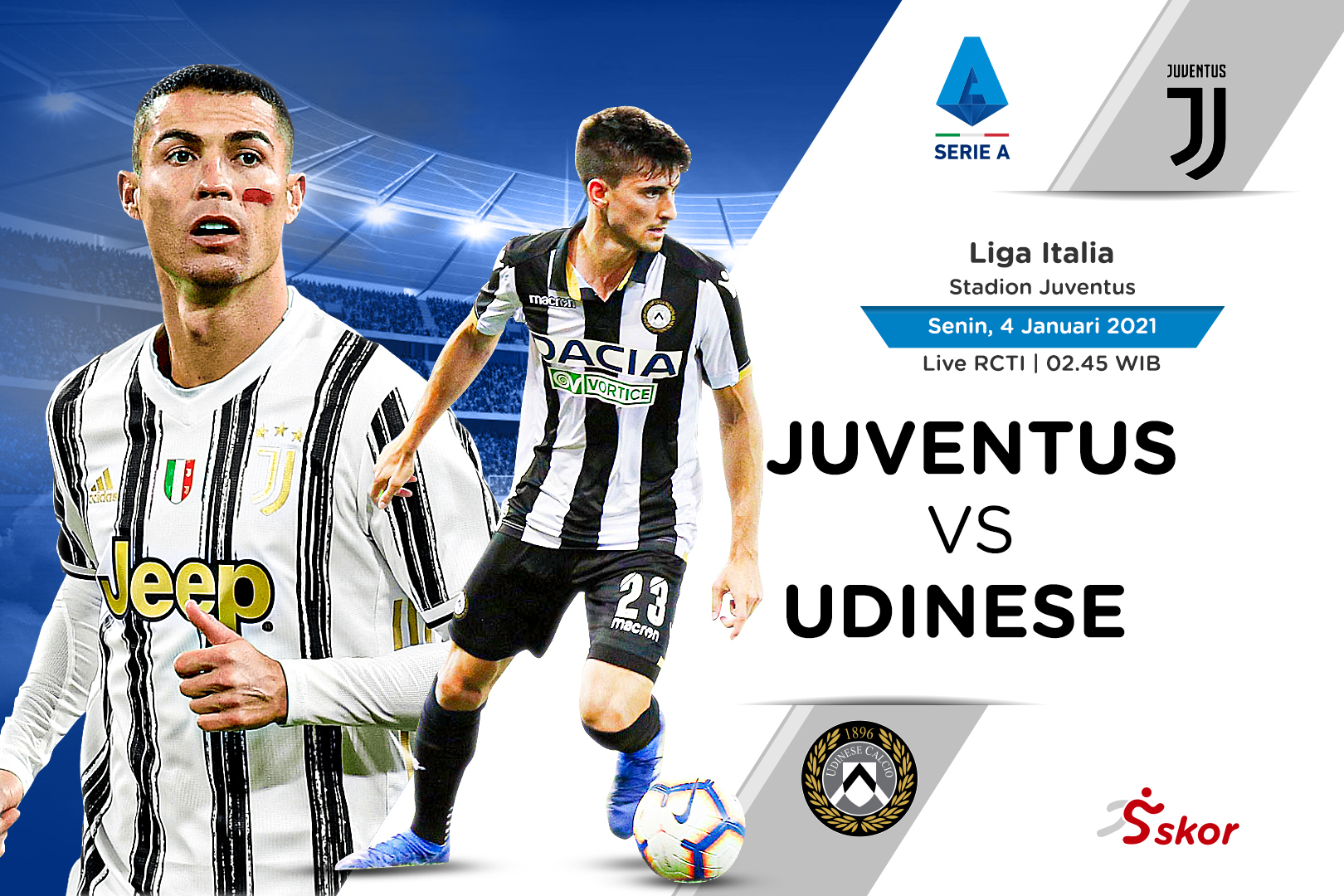 Susunan Pemain Liga Italia Juventus vs Udinese: Duet Ronaldo Dybala Jadi Andalan