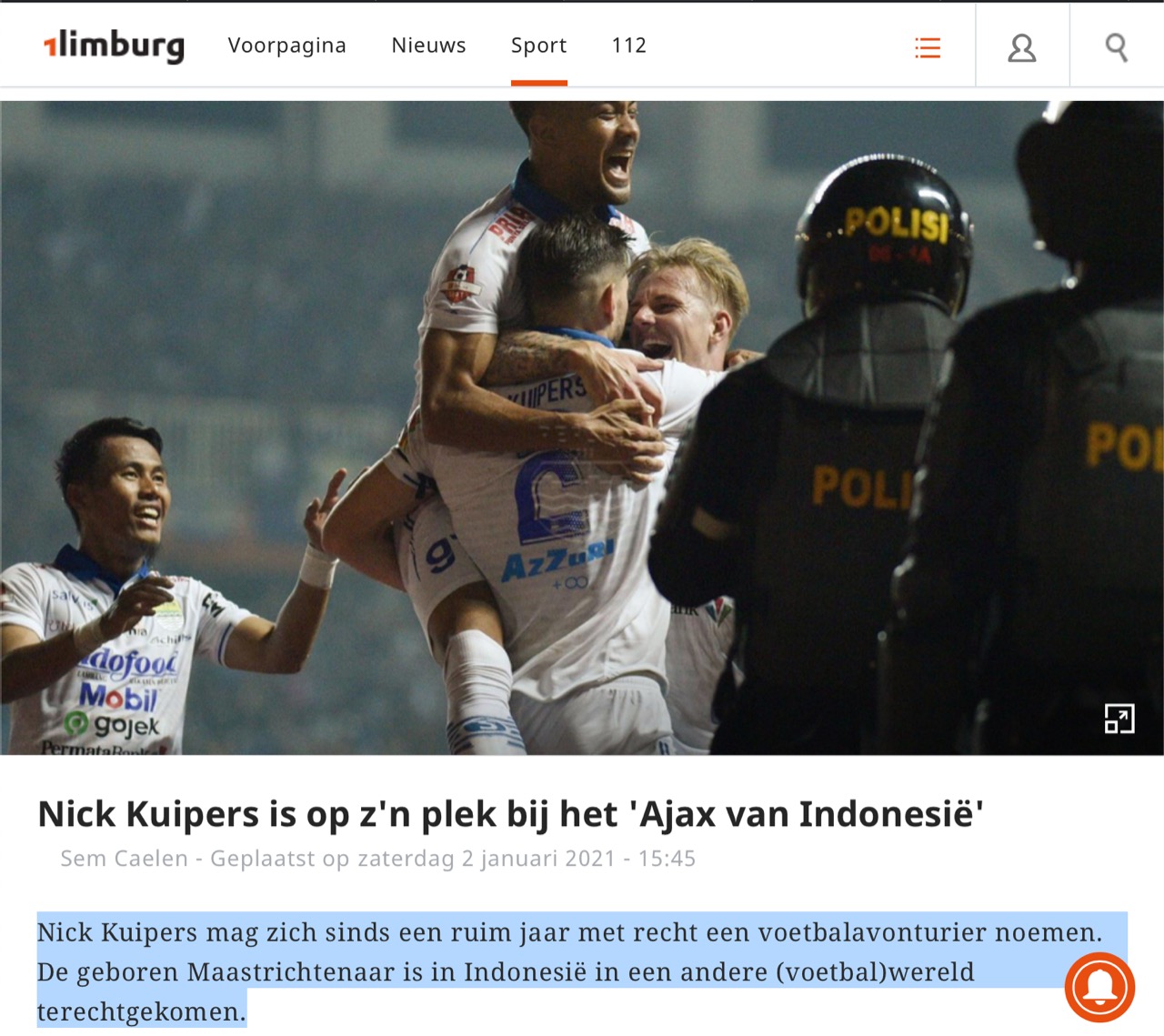 Ke Media Belanda, Nick Kuipers Samakan Persib dengan Ajax 