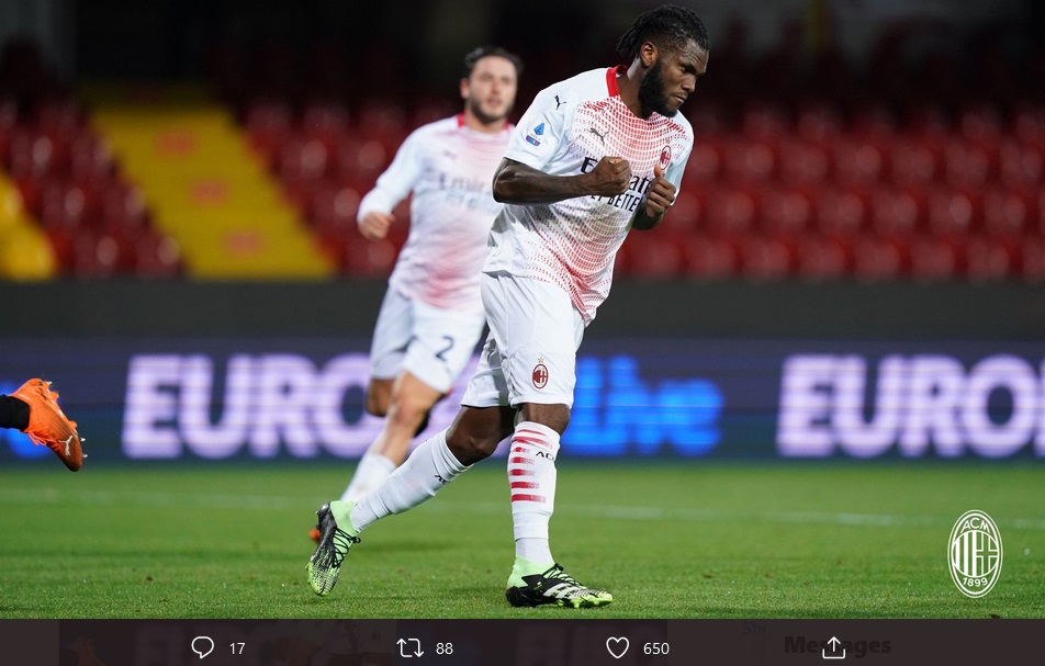 Babak Pertama Benevento vs AC Milan: Franck Kessie Bawa I Rossoneri Unggul 1-0