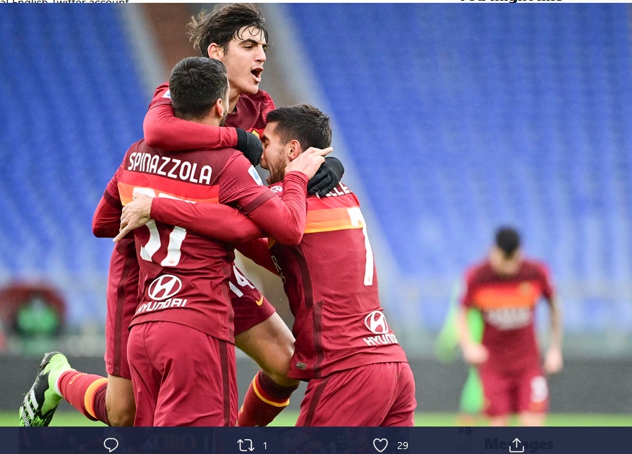 Hasil AS Roma vs Inter Milan:  Babak Pertama I Giallorossi Unggul 1-0