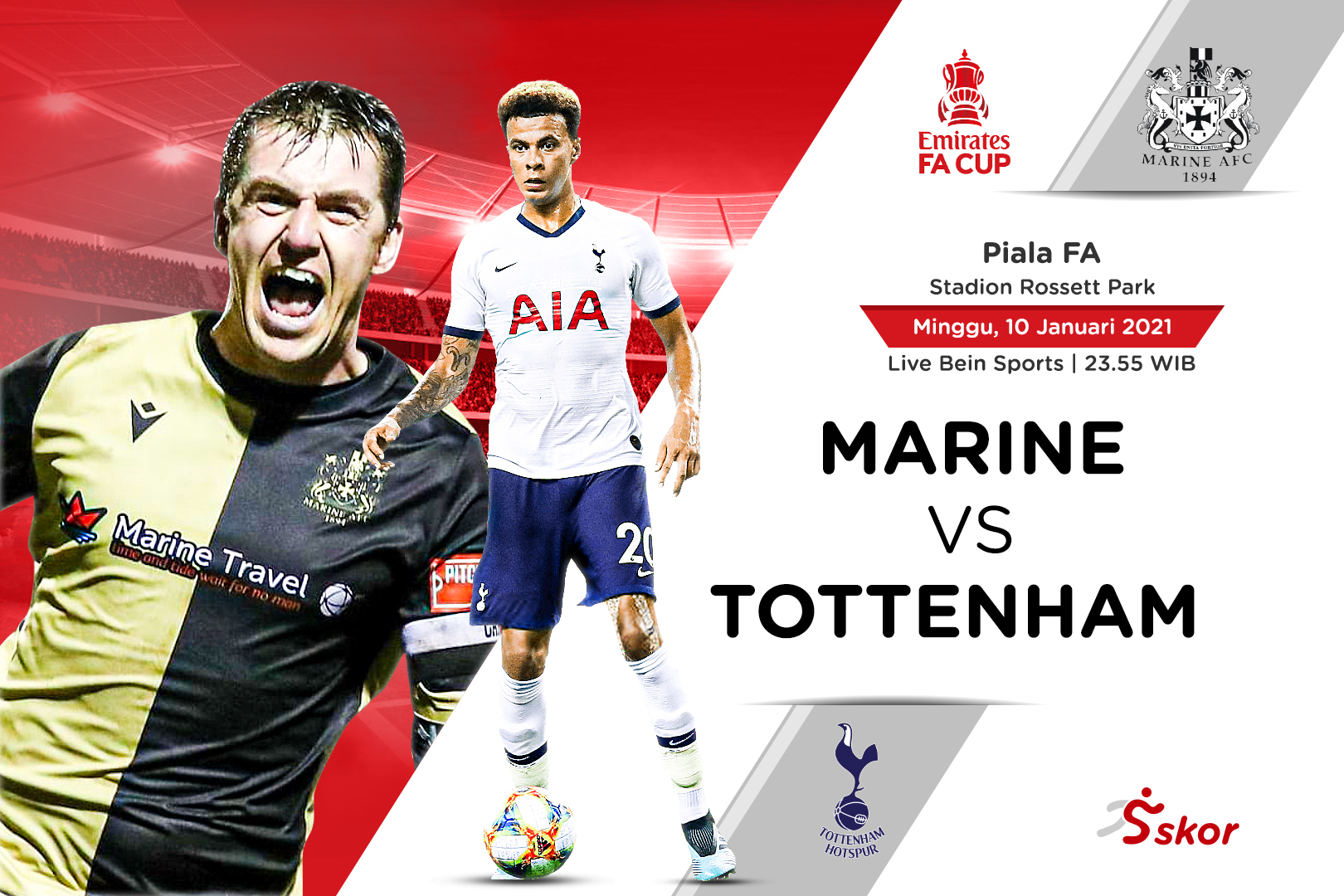 Link Live Streaming Marine vs Tottenham Hotspur di Piala FA