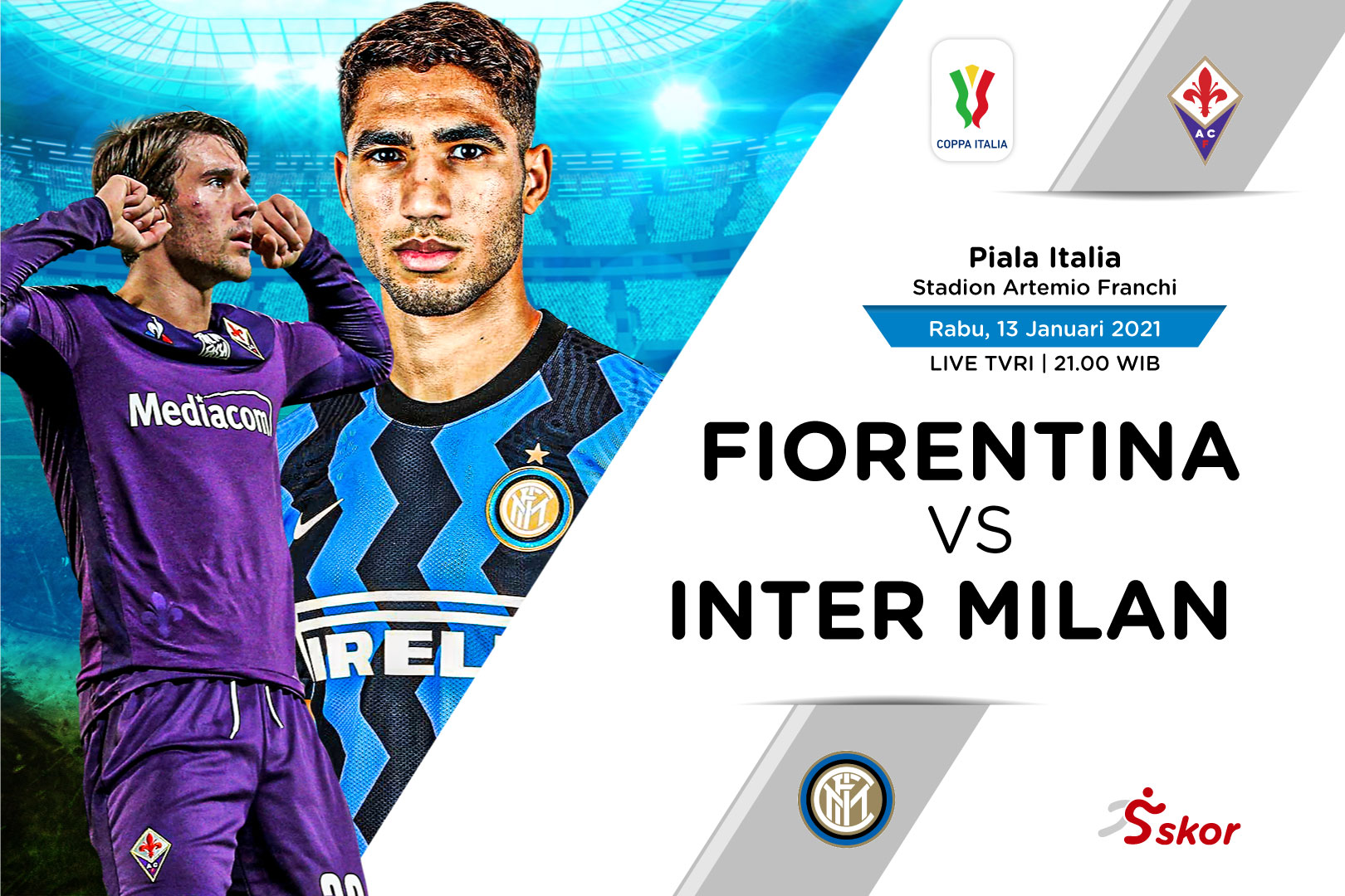 Link Live Streaming Fiorentina vs Inter Milan di Piala Italia