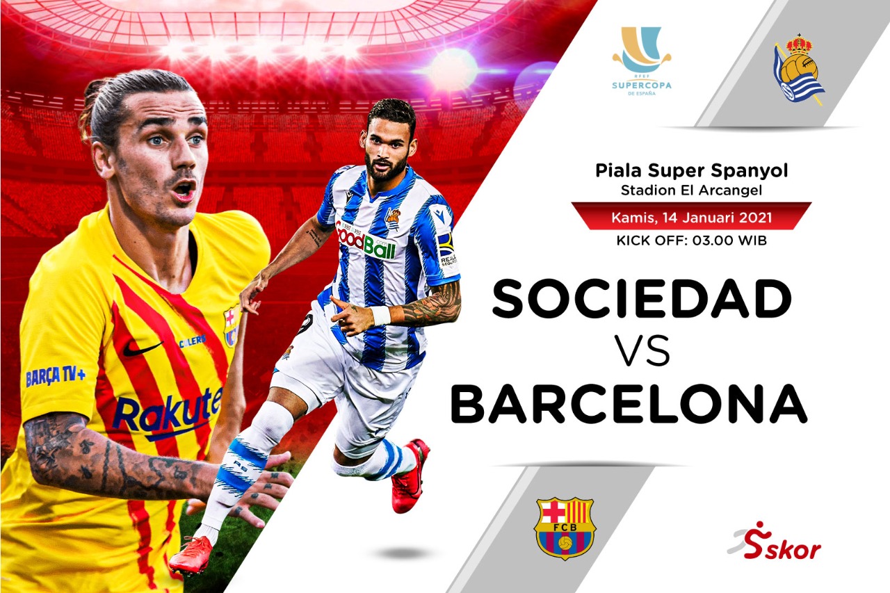 Link Live Streaming Real Sociedad vs Barcelona di Piala Super Spanyol