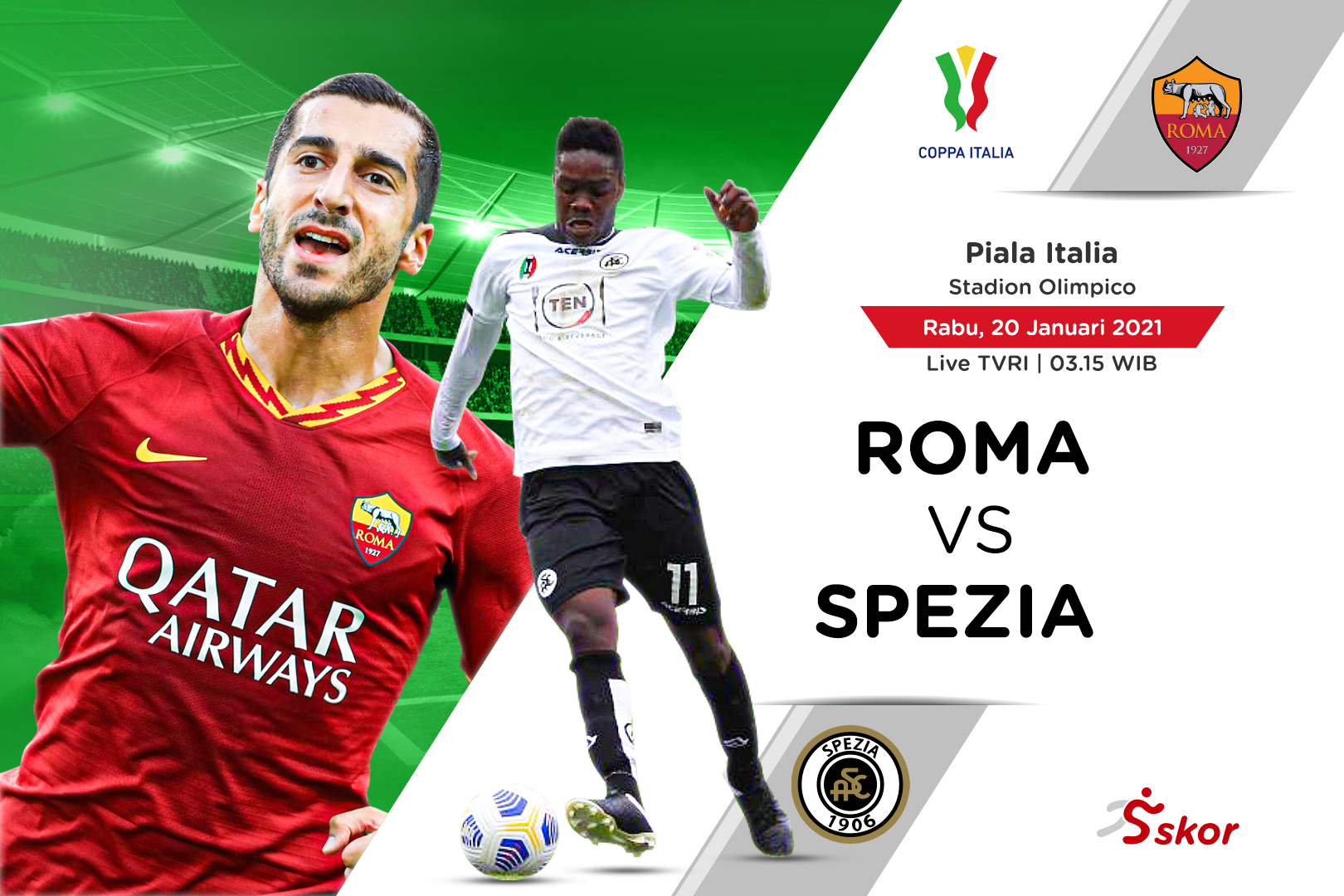 Link Live Streaming AS Roma vs Spezia di Piala Italia