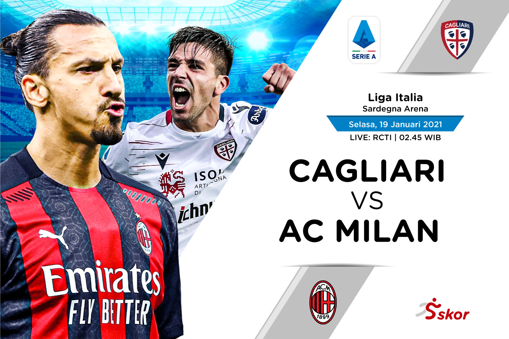 Link Live Streaming Liga Italia: Cagliari vs AC Milan