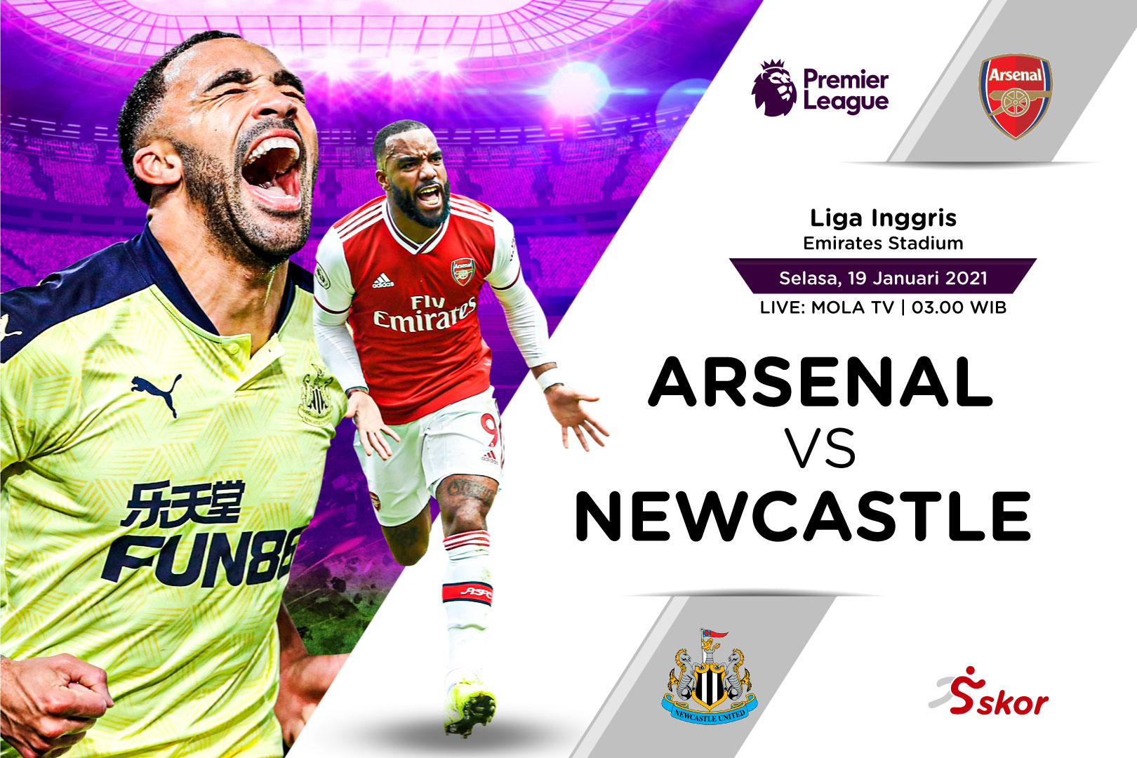 Link Live Streaming Liga Inggris: Arsenal vs Newcastle United