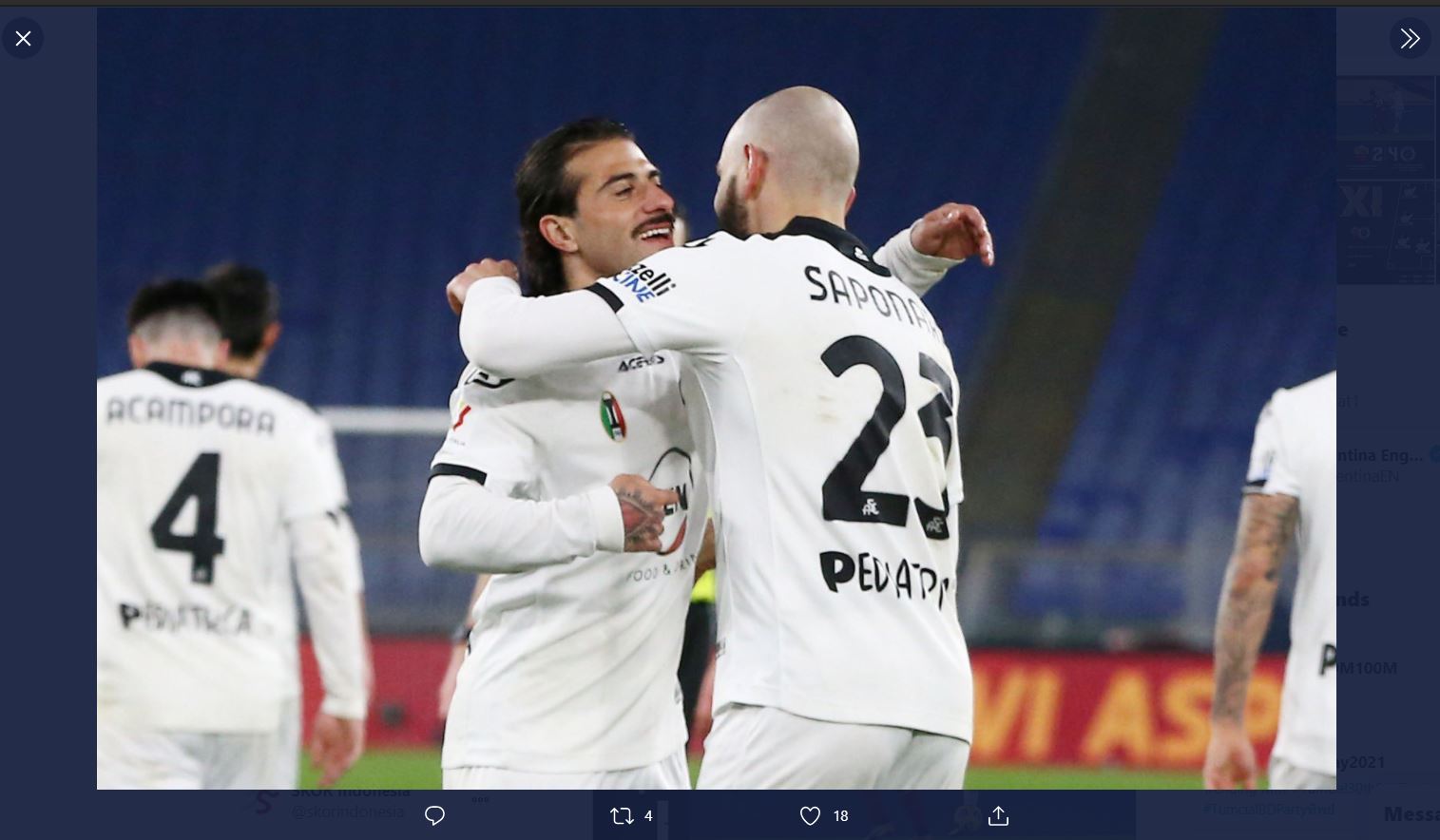 Cetak Gol ala Francesco Totti, Gelandang Spezia Bahagia  Singkirkan AS Roma dari Coppa Italia
