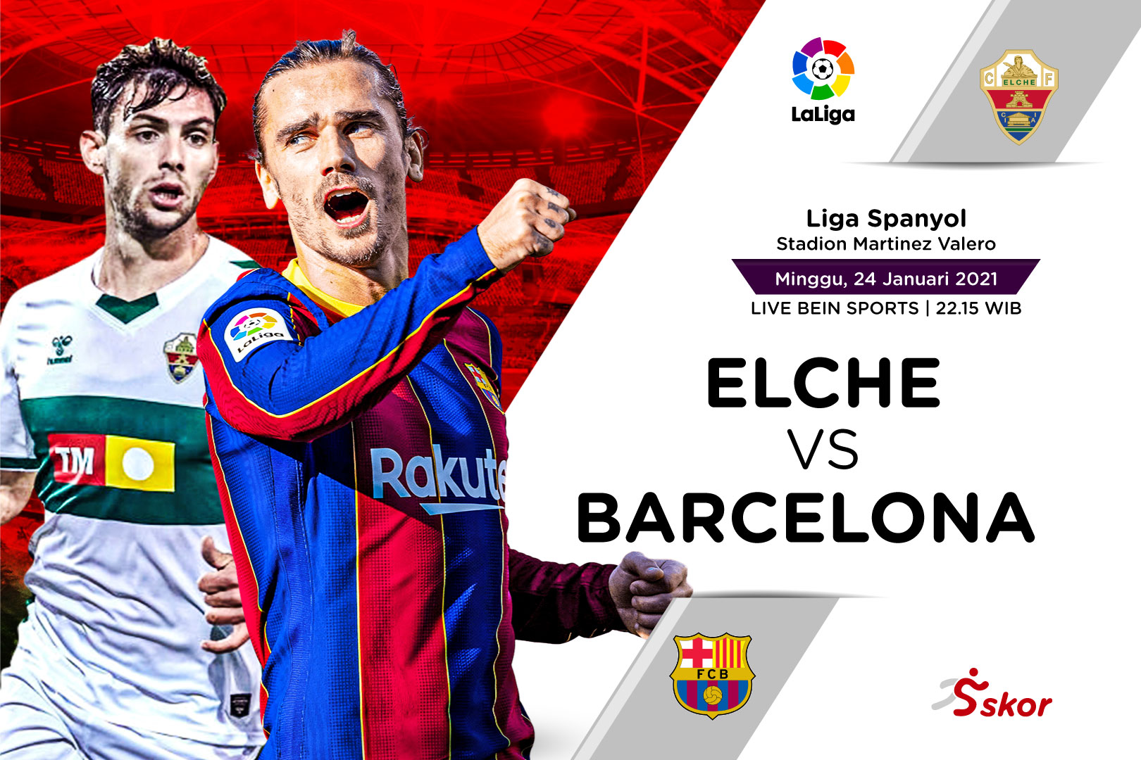 Link Live Streaming Elche vs Barcelona di Liga Spanyol