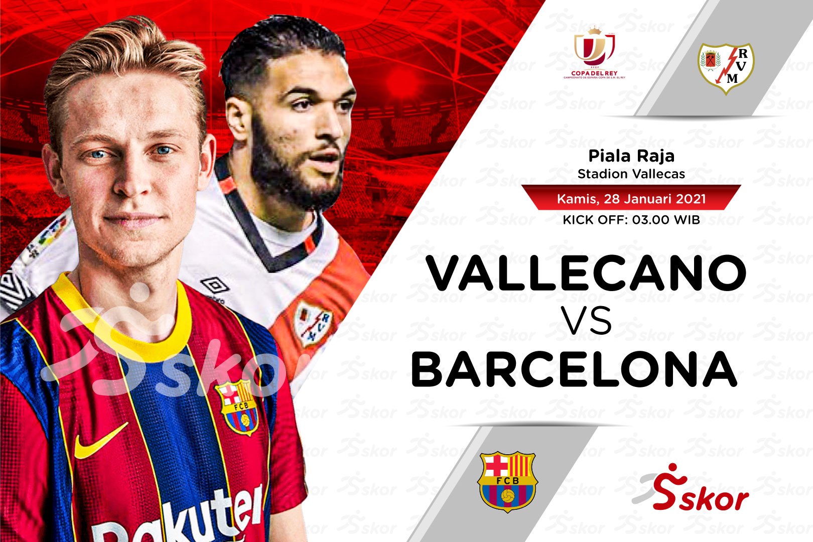 Link Live Streaming Copa del Rey: Rayo Vallecano vs Barcelona