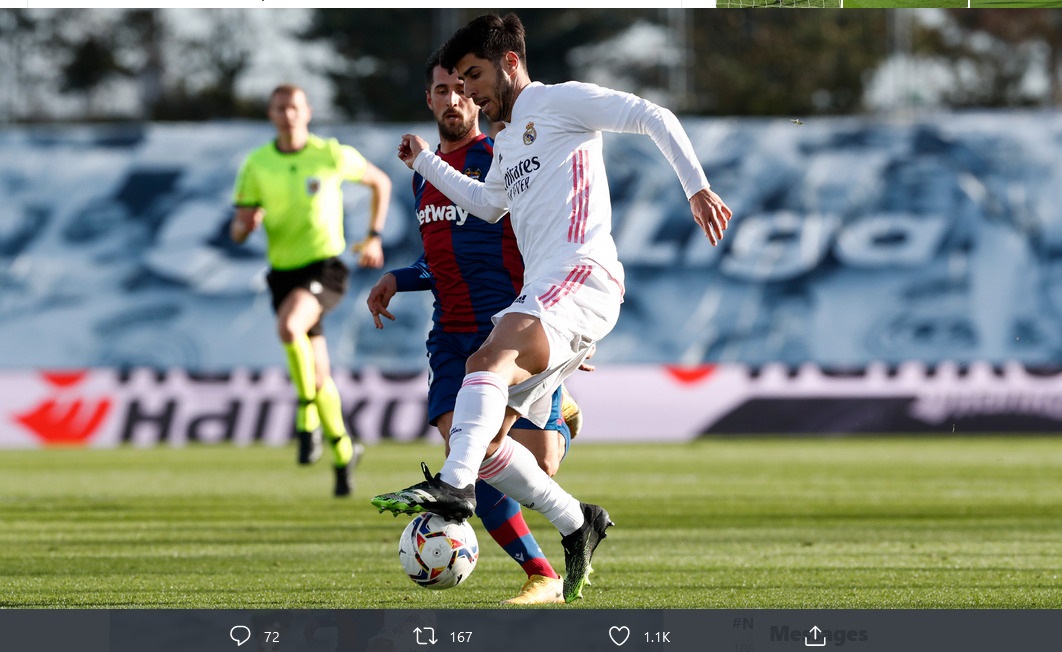 Hasil Liga Spanyol Real Madrid vs Levante:  Kartu Merah Membuat Los Merengues Takluk 1-2