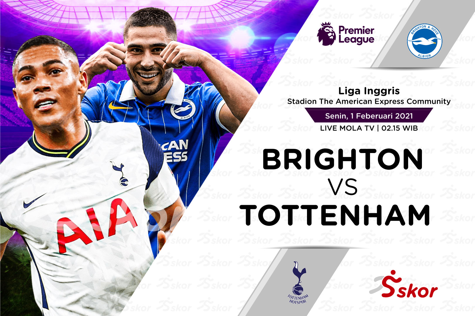 Link Live Streaming Brighton vs Tottenham Hotspur di Liga Inggris