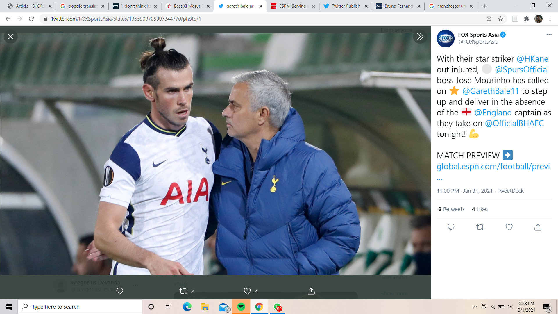 Jose Mourinho Tidak Berbohong, Gareth Bale Benar-benar Bahagia di Tottenham Hotspur
