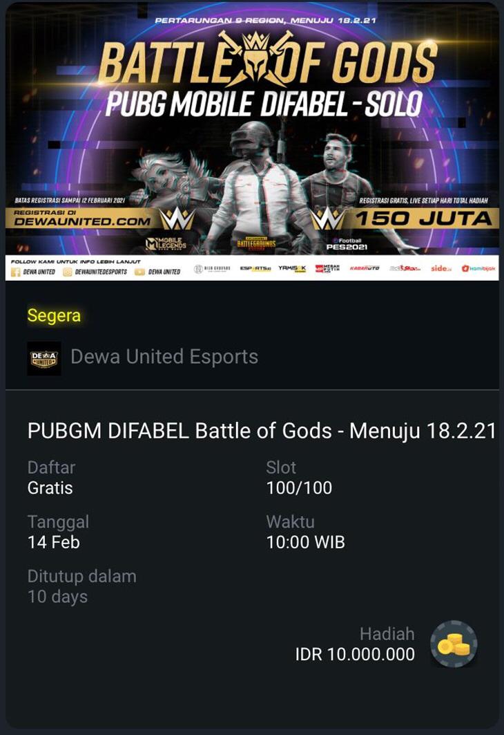 Dewa United Esports Buat Turnament untuk Disabilitas