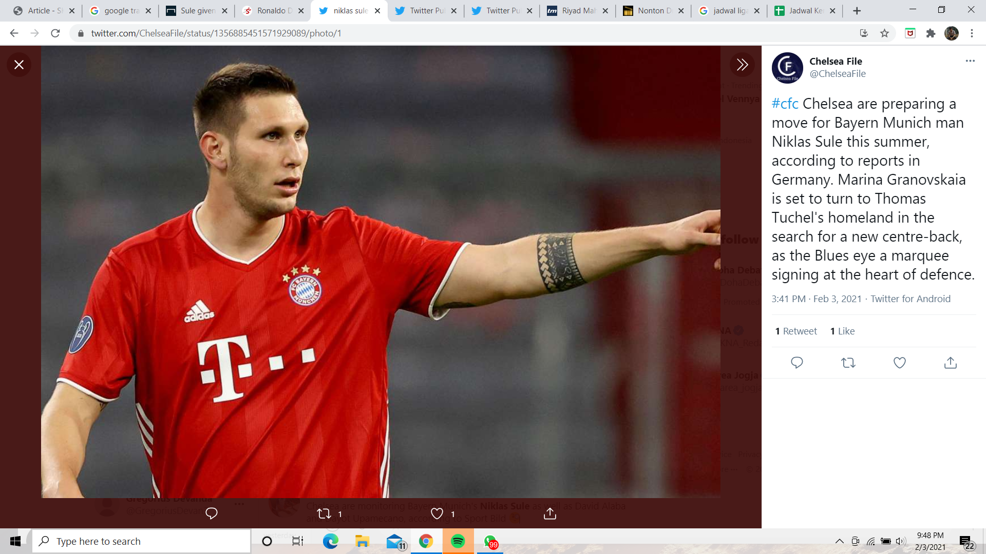 Sabar, Bayern Munchen Masih Tunggu Respons Niklas Sule soal Kontrak Baru