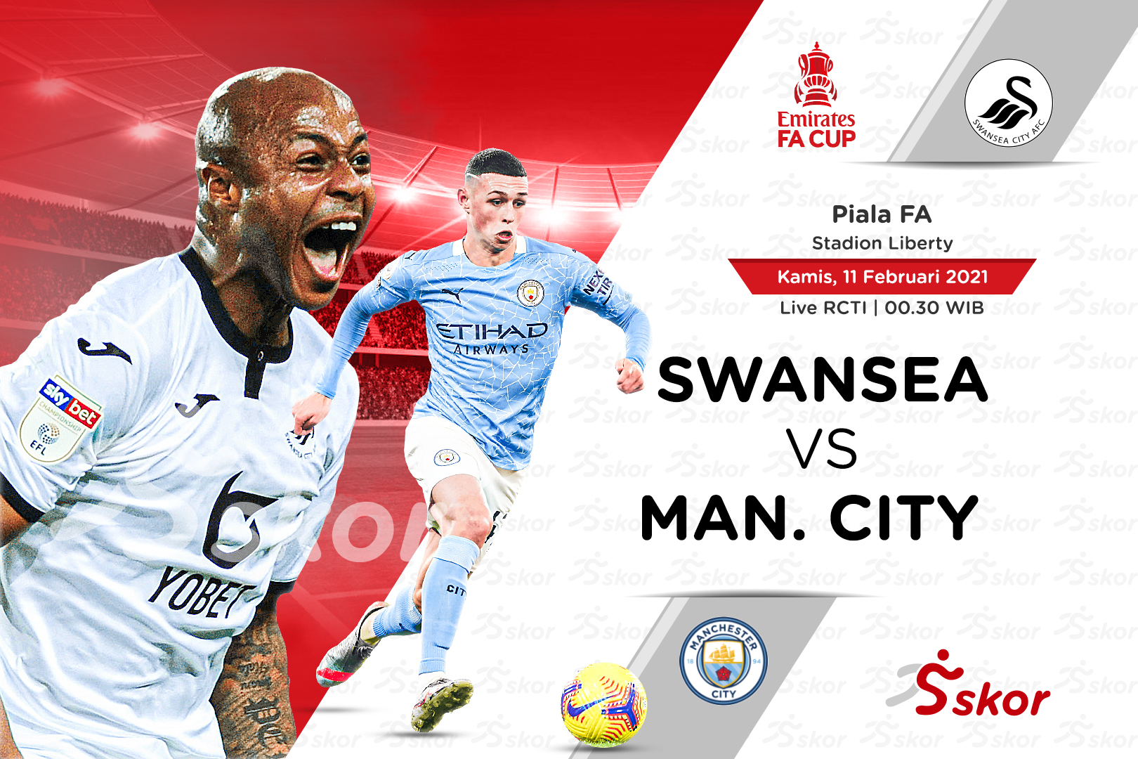 Link Live Streaming Piala FA: Swansea City vs Manchester City