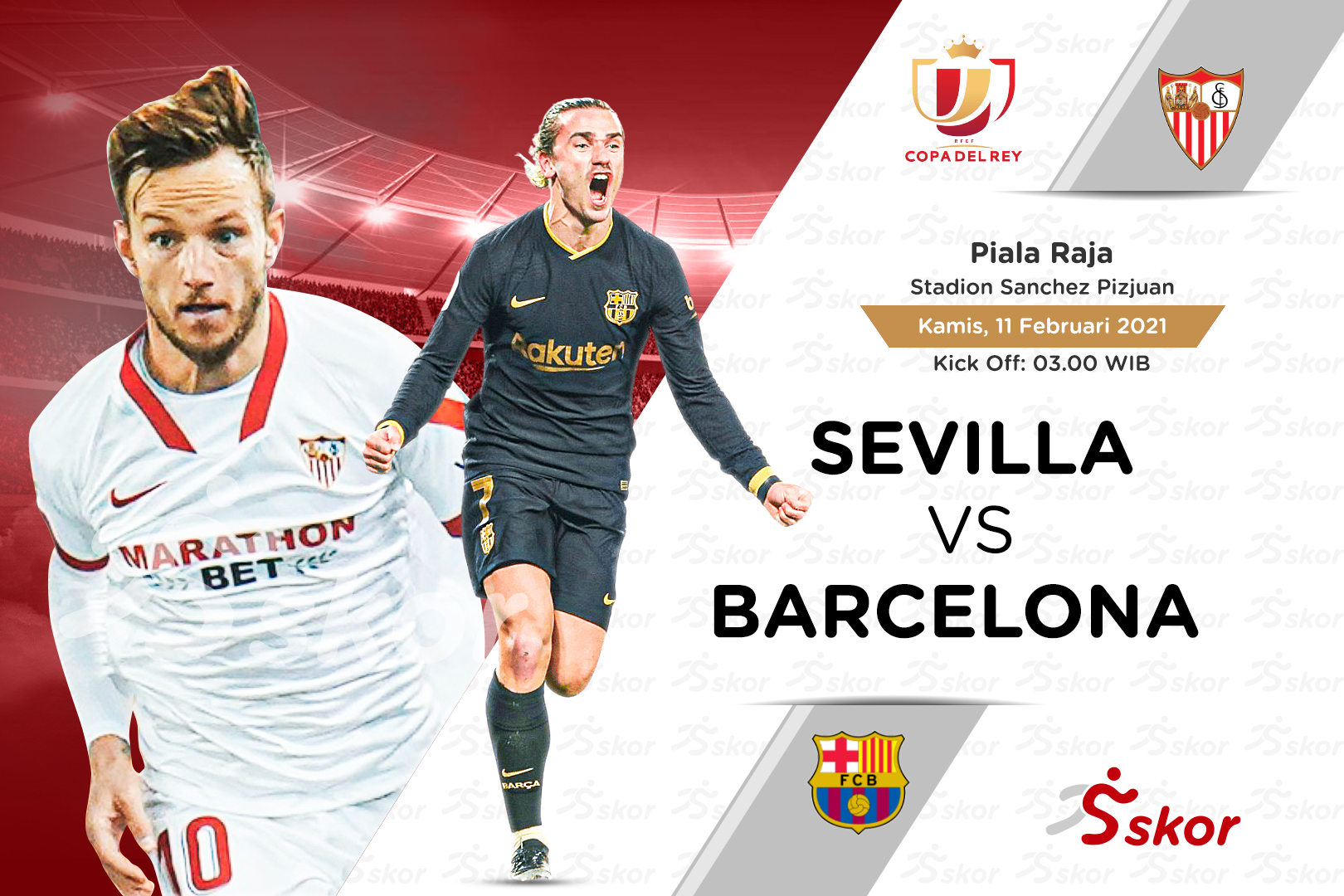 Link Live Streaming Sevilla vs Barcelona di Piala Raja