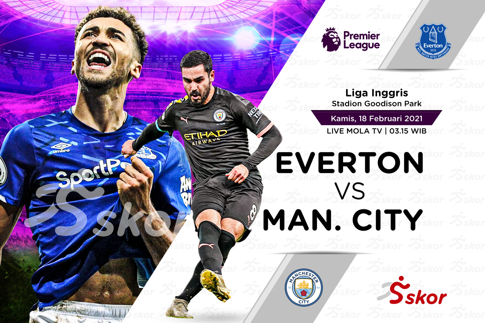 Link Live Streaming Everton vs Manchester City di Liga Inggris