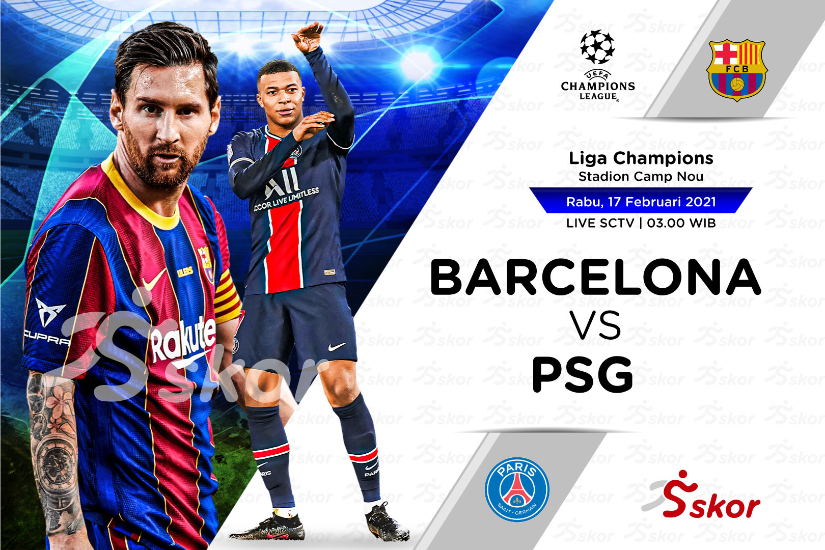 Link Live Streaming Barcelona vs PSG di Liga Champions