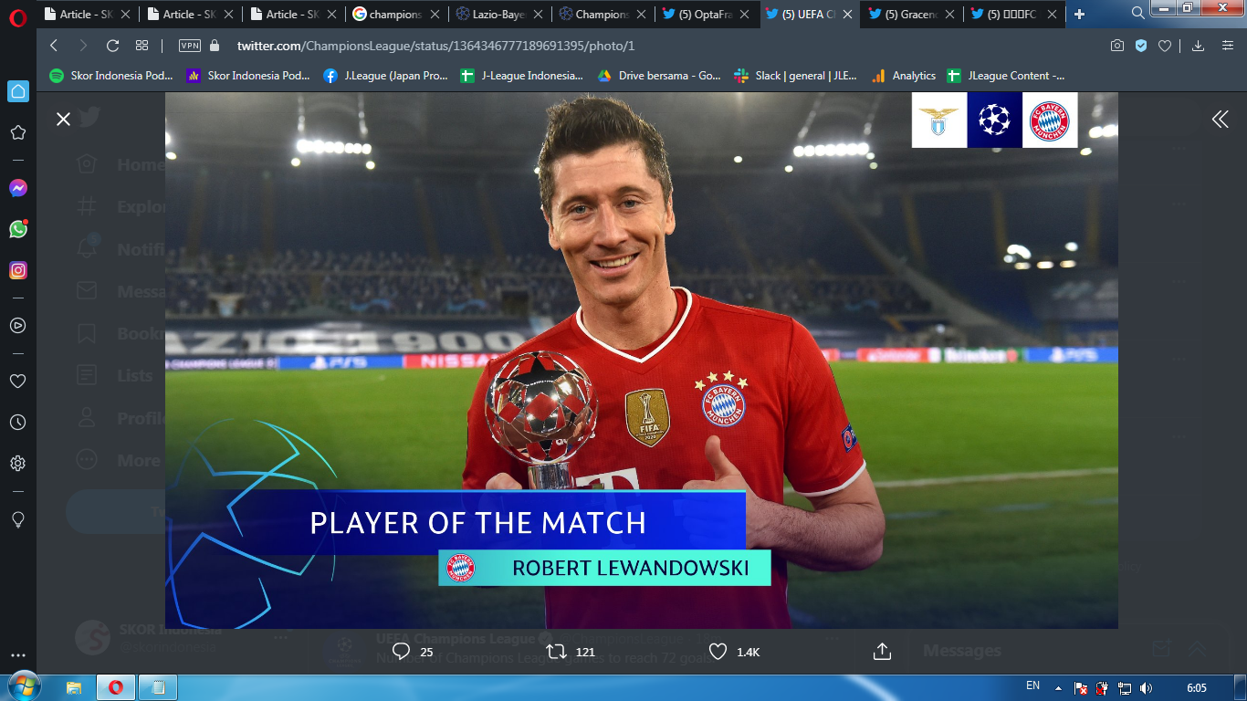 Man of the Match Lazio vs Bayern Munchen: Robert Lewandowski