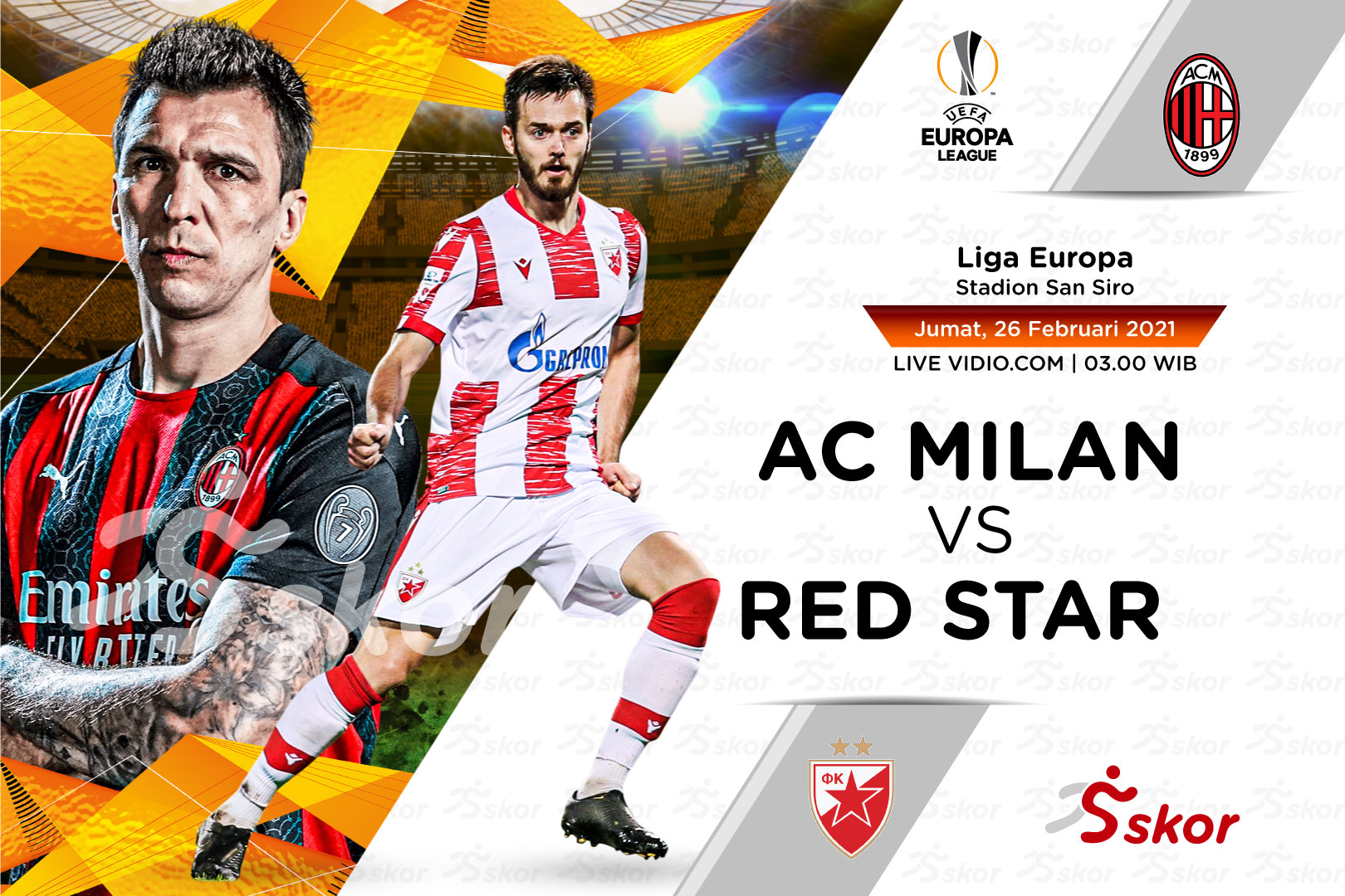 Link Live Streaming AC Milan vs Red Star Belgrade di Liga Europa
