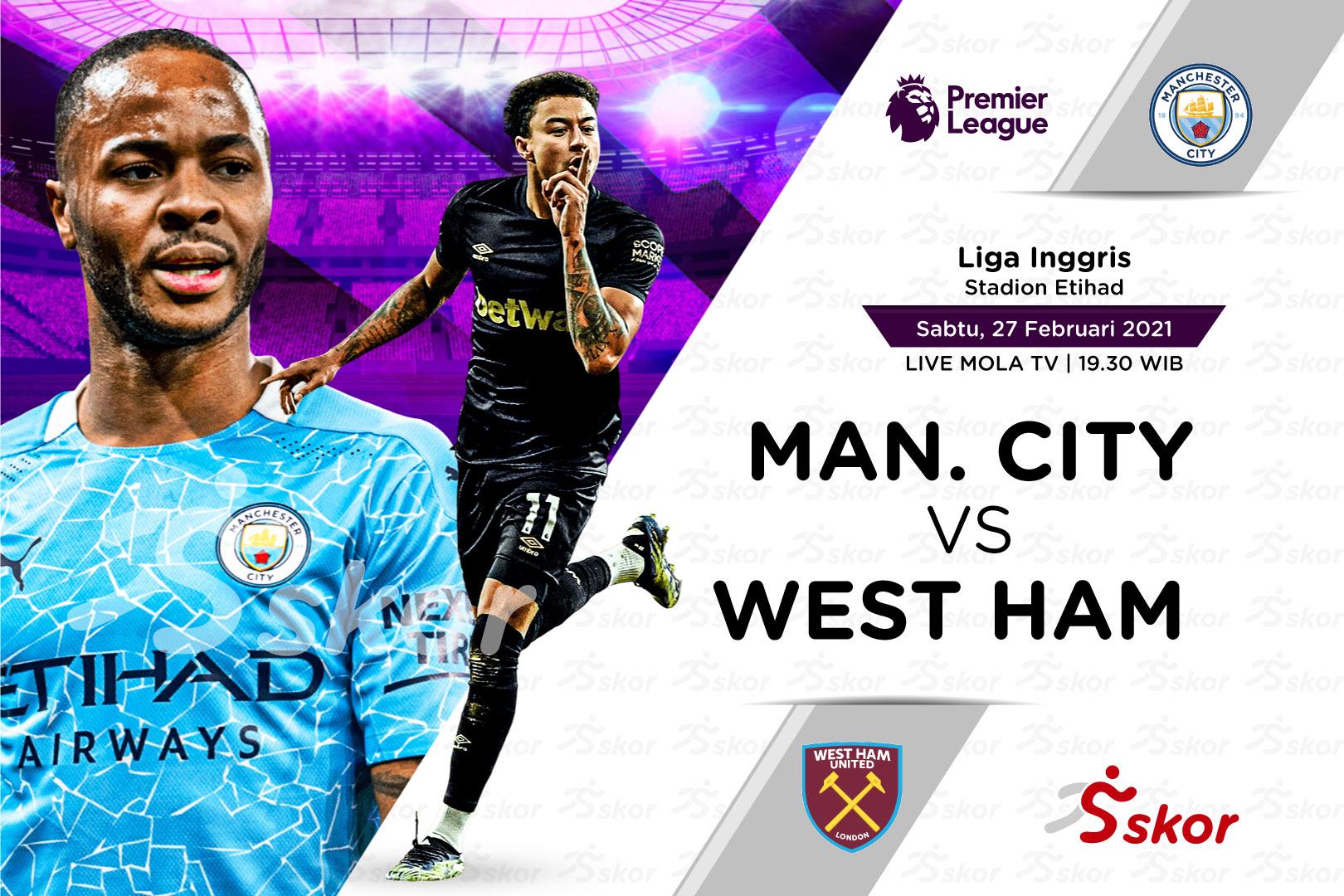 Link Live Streaming Manchester City vs West Ham di Liga Inggris