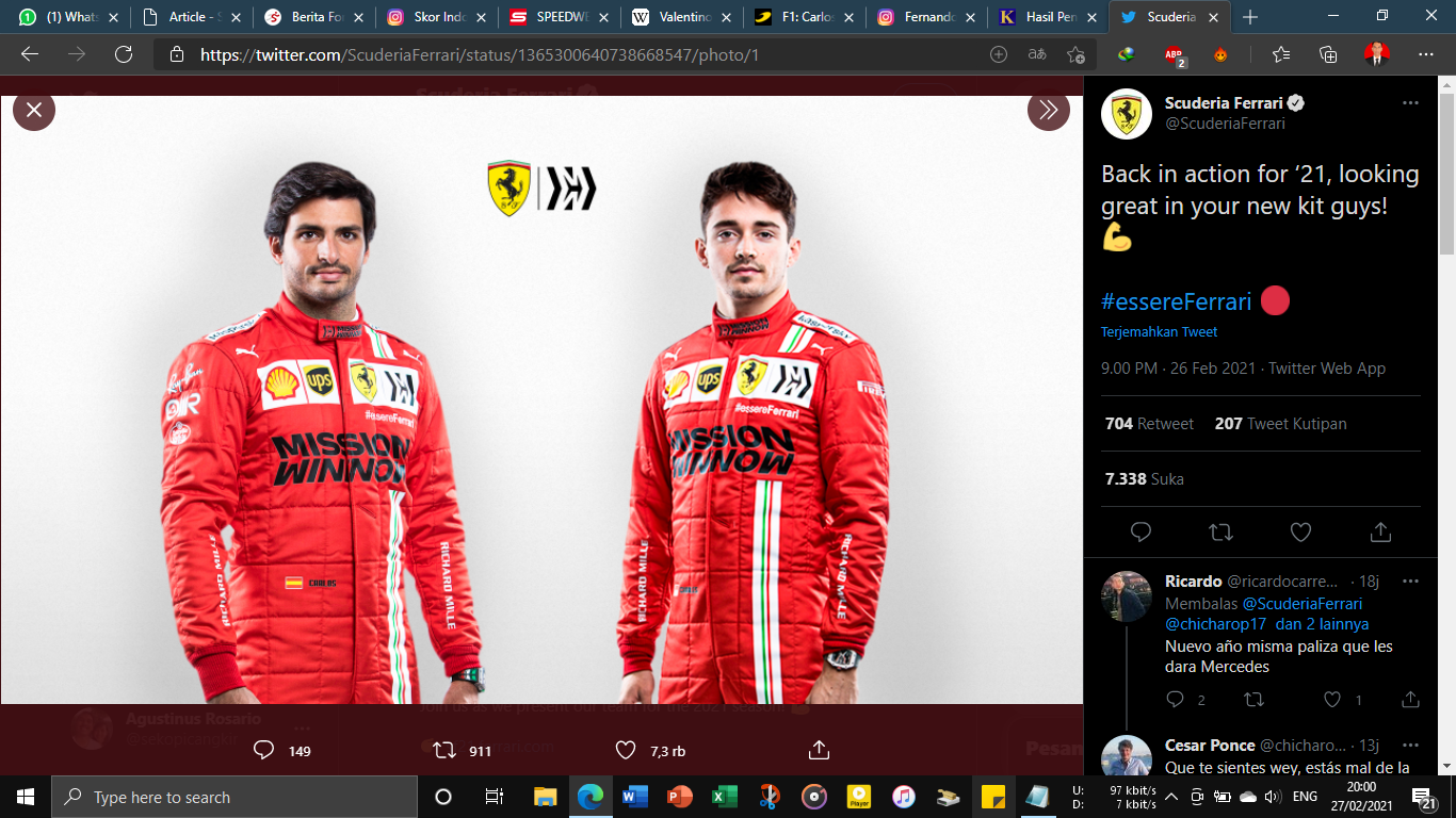 Bos Ferrari Puas dengan Duet Charles Leclerc- Carlos Sainz di F1 2021