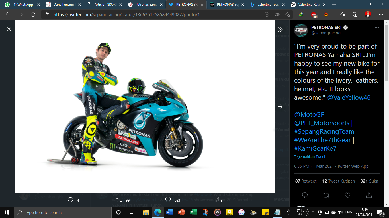 Valentino Rossi Optimis Motor Petronas Yamaha SRT Makin Berkembang