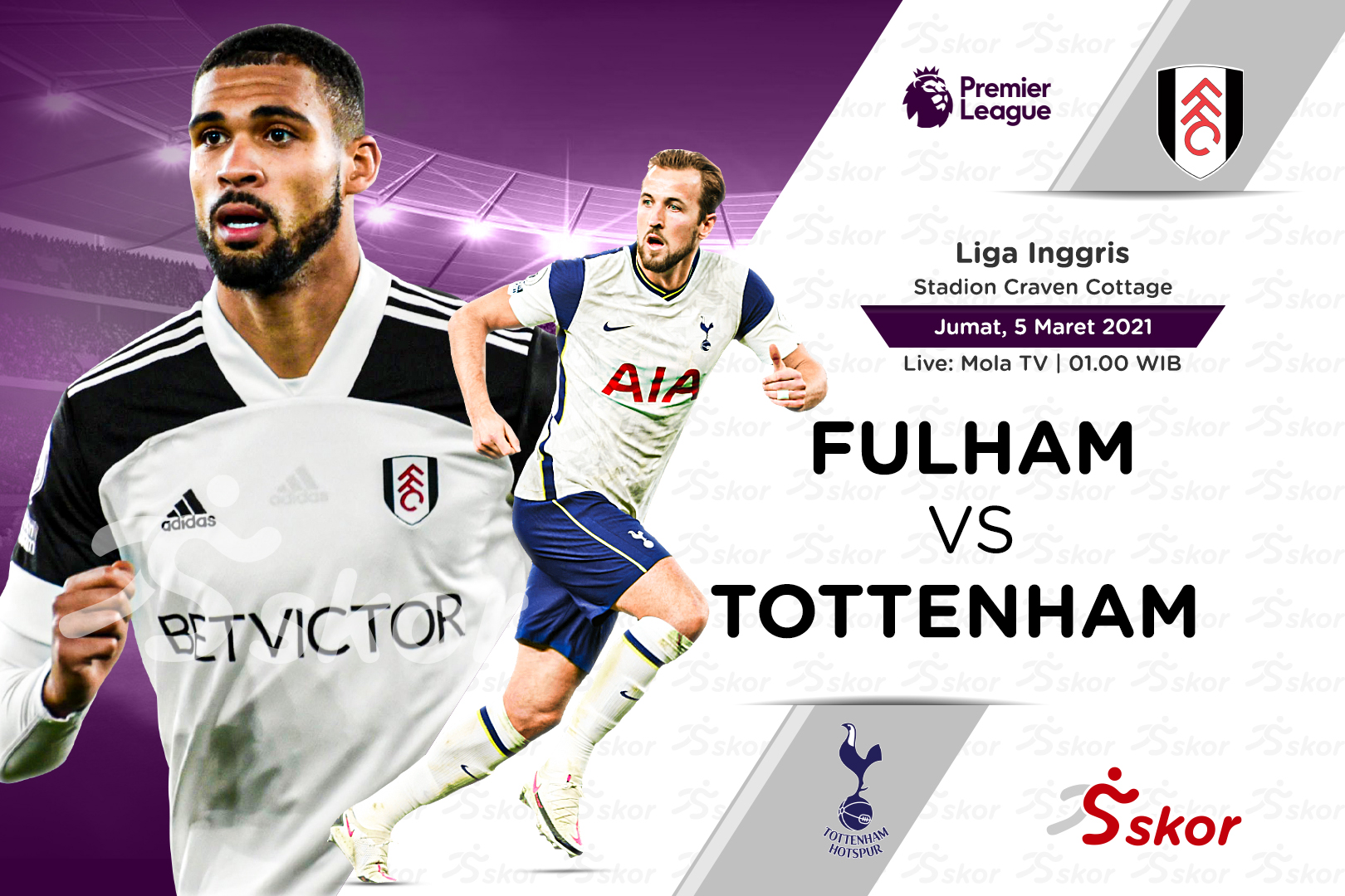 Link Live Streaming Liga Inggris: Fulham vs Tottenham Hotspur