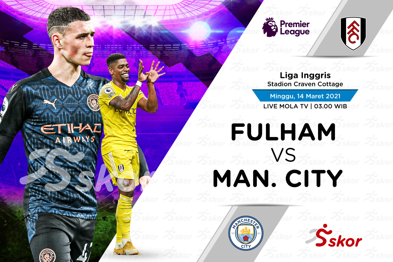 Link Live Streaming Fulham vs Manchester City di Liga Inggris