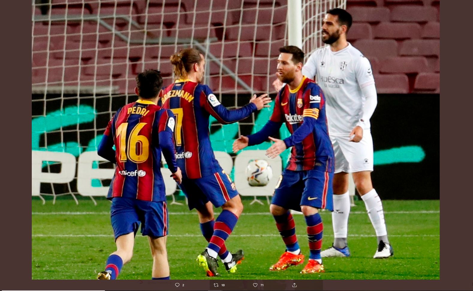 Hasil Barcelona vs Huesca: Lionel Messi Bawa Blaugrana Berpesta