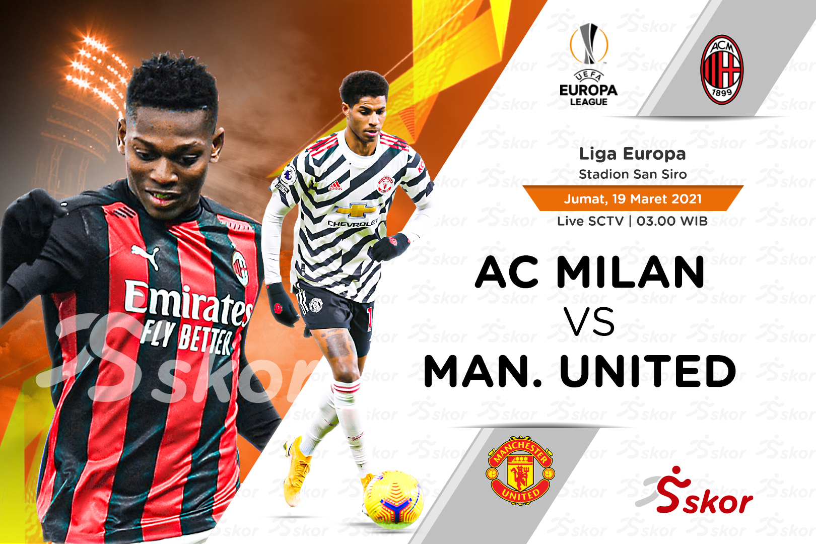 Link Live Streaming Liga Europa: AC Milan vs Manchester United