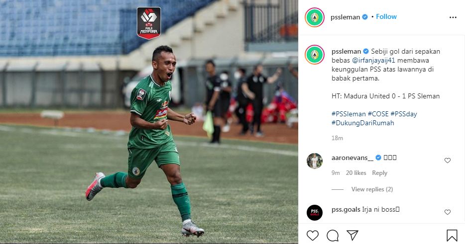 Irfan Jaya Merasa Aneh saat Pertama Main dengan Jersi PS Sleman di Stadion Maguwoharjo