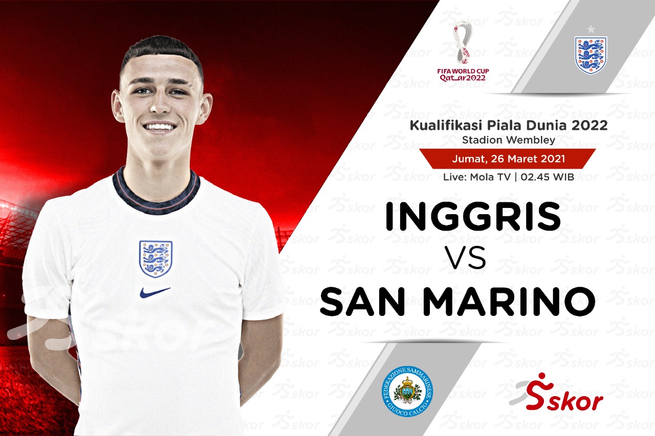 Link Live Streaming Inggris vs San Marino di Kualifikasi Piala Dunia 2022