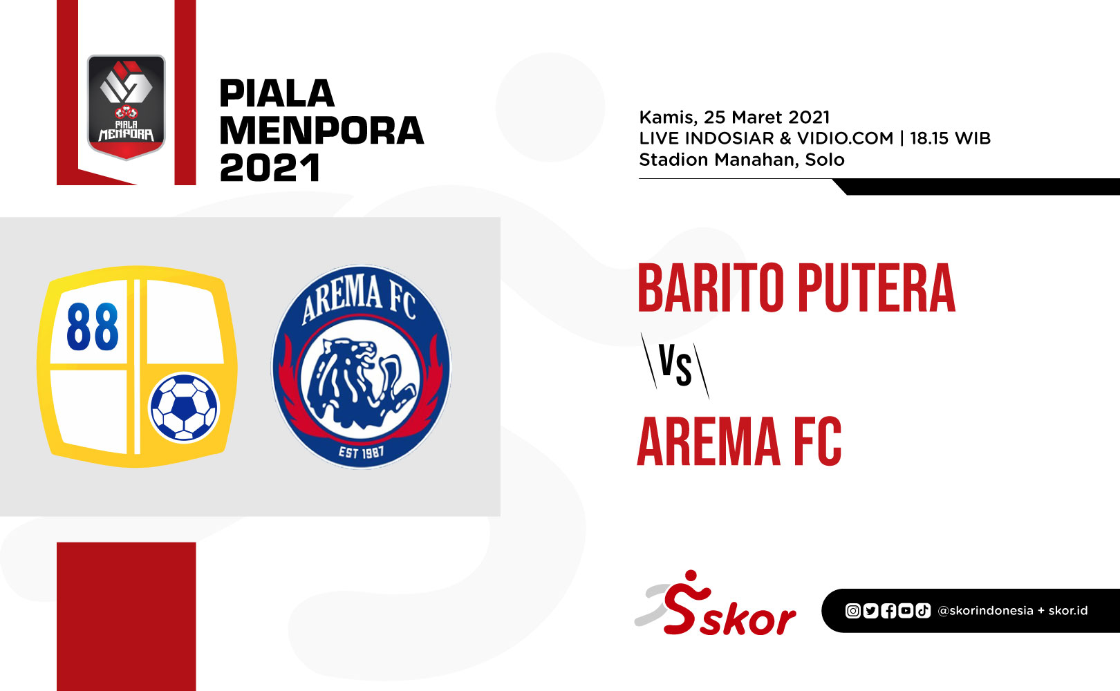 Link Live Streaming Piala Menpora 2021: Barito Putera vs Arema FC